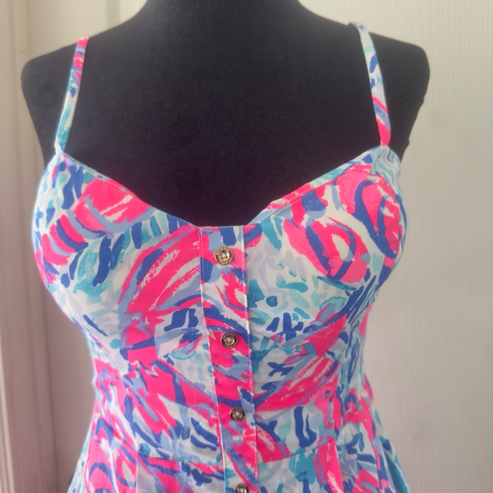 LILLY PULITZER EASTON DRESS COSMIC CORAL "CRACKED UP"  Size 00 - Picture 2 of 16